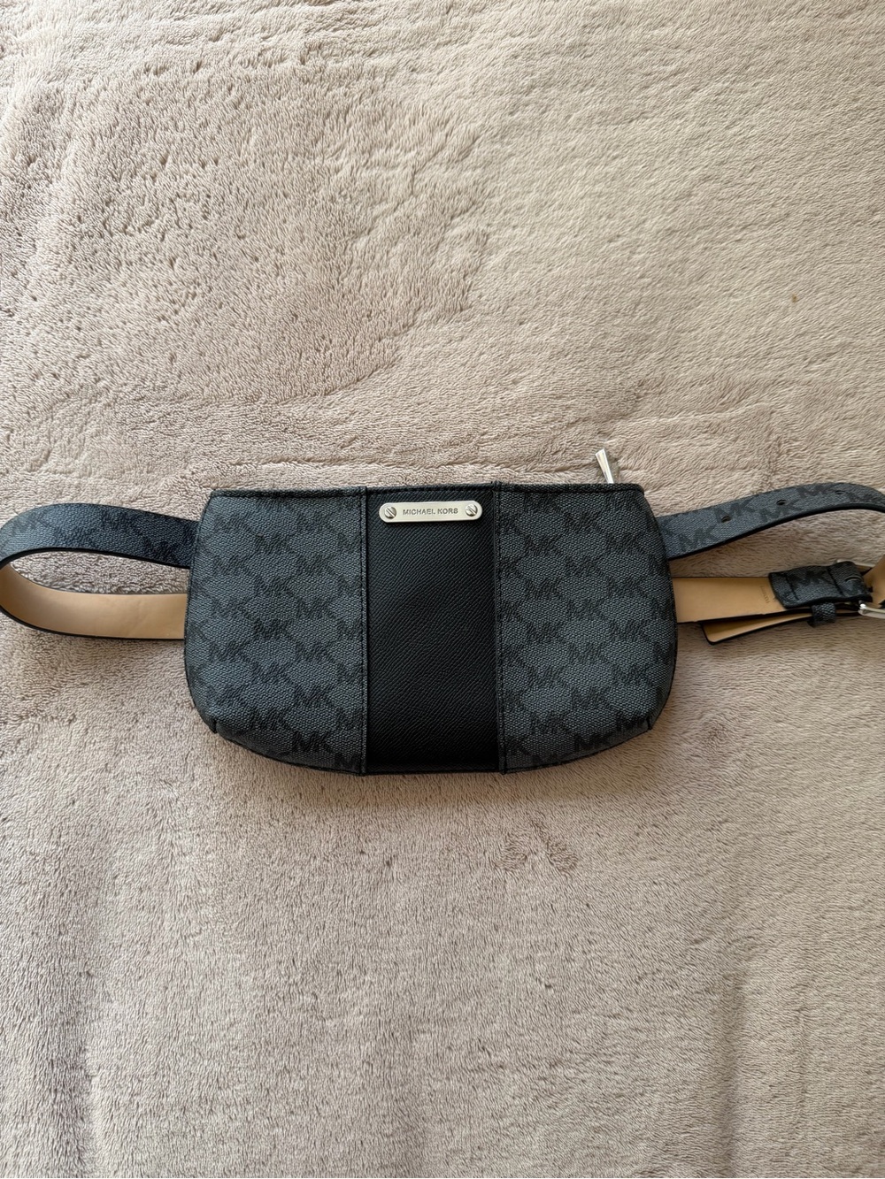 Michael Kors Logo Belt Bag Waist Pack Black Gray S/M